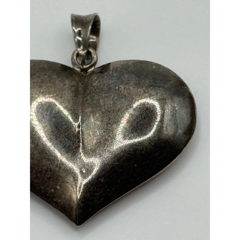 Vintage Sterling Silver 925 Puffy Heart Pendant